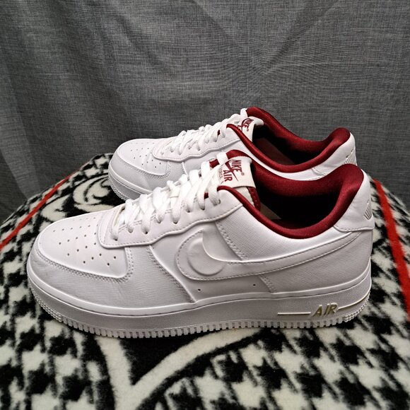 %Size 10.5 Nike Air Force 1 'Sisterhood' Maroon White Sneakers Women A 15
